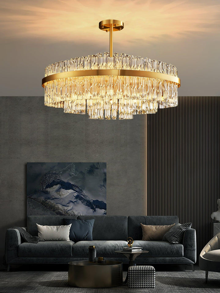 Solivian lampadario Oro Asta Trasparente elegante