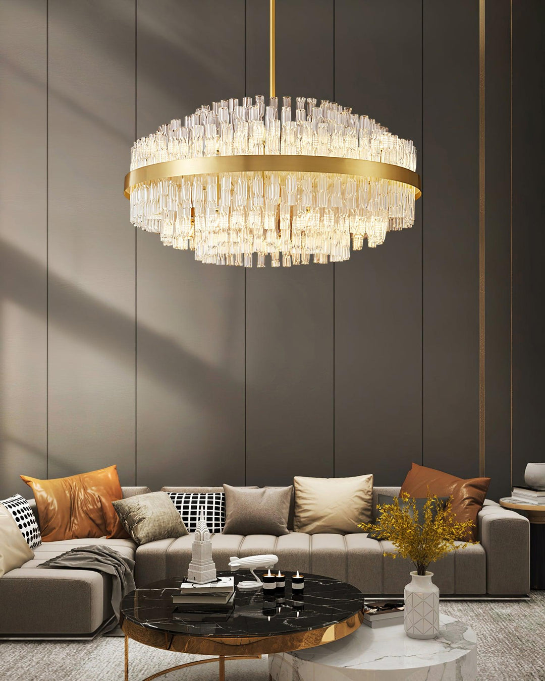 Solivian lampadario Oro Asta Trasparente elegante