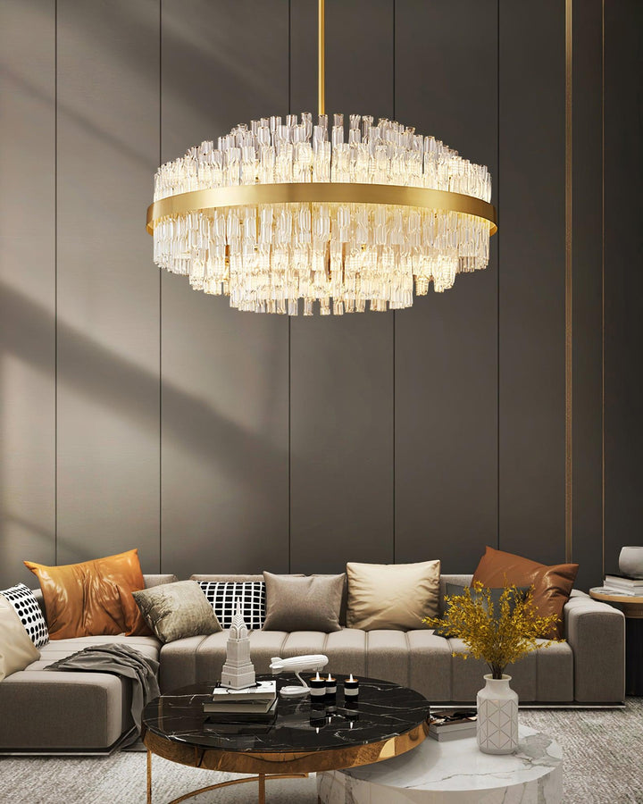 Solivian lampadario Oro Asta Trasparente elegante