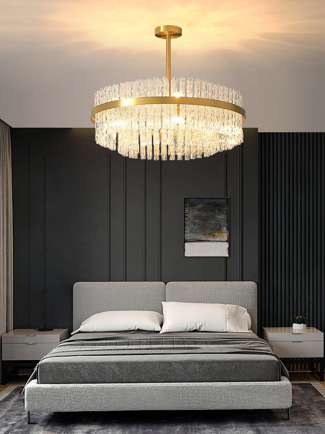 Solivian lampadario Oro Asta Trasparente elegante