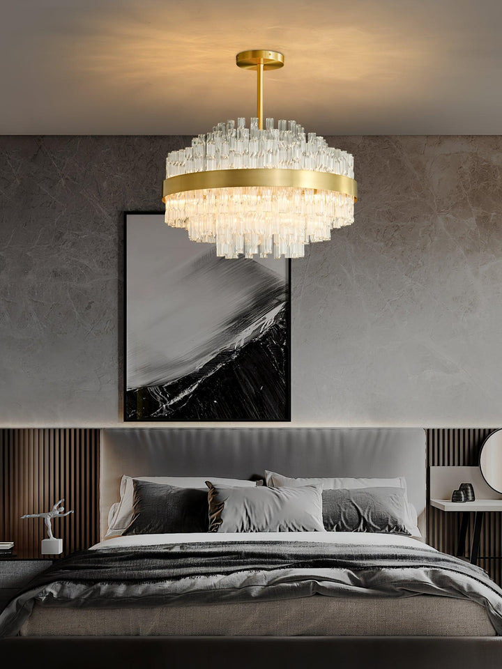 Solivian lampadario Oro Asta Trasparente elegante