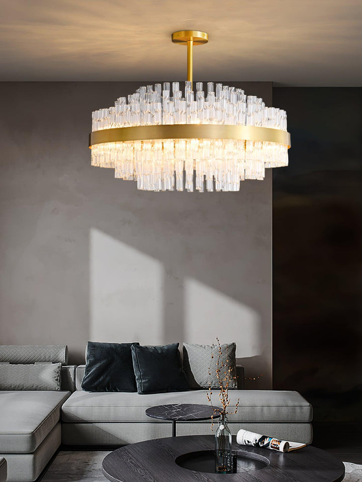 Solivian lampadario Oro Asta Trasparente elegante