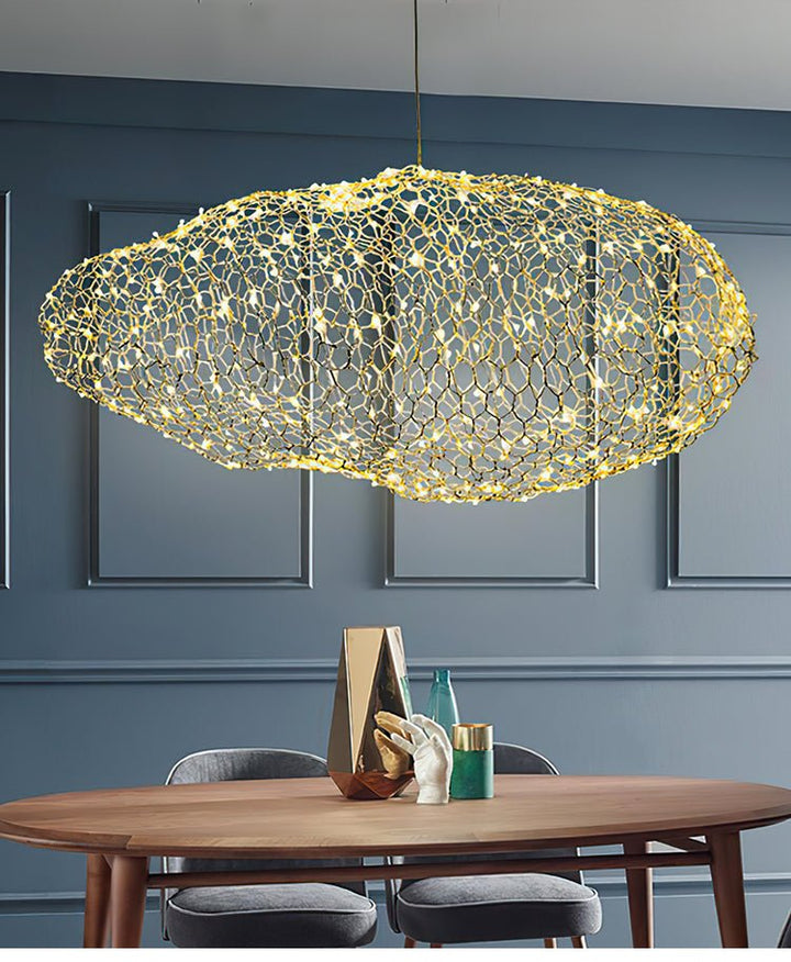 Rivelaine Golden Cloud Weave lampada a sospensione in oro