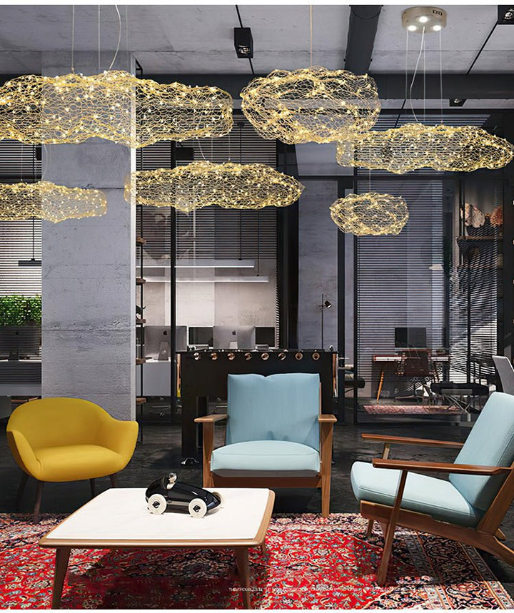Rivelaine Golden Cloud Weave lampada a sospensione in oro