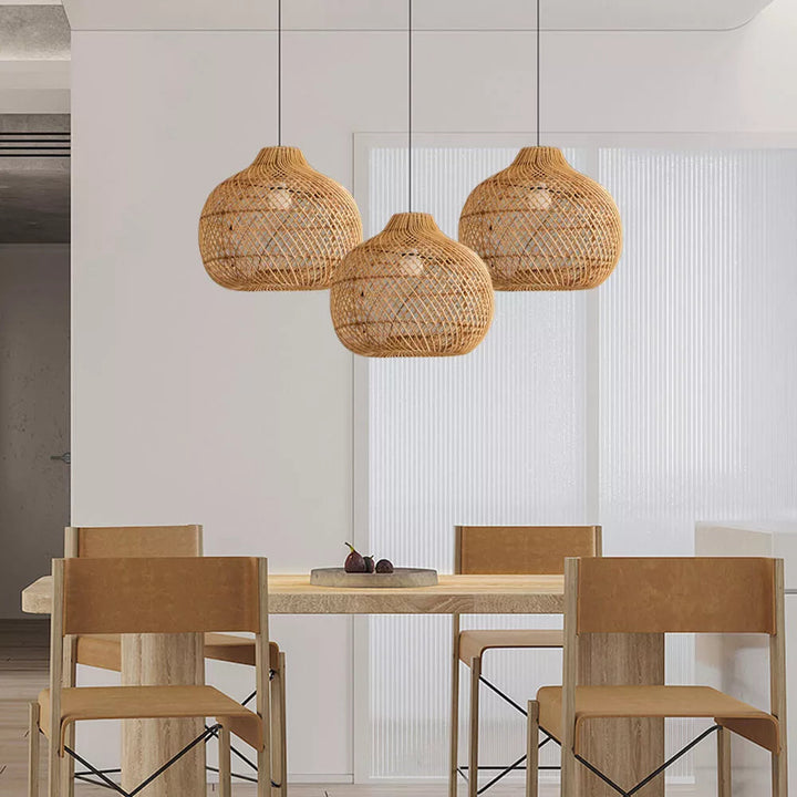 Ritta Design LED Rattan Sospensione Legno Camera da letto Soggiorno