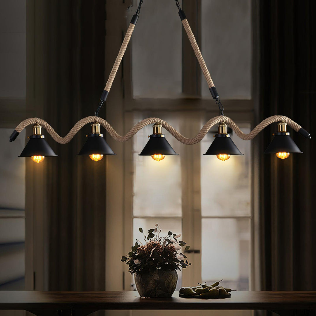 Canisaria lampadario Corda di Canapa Industrial Wave