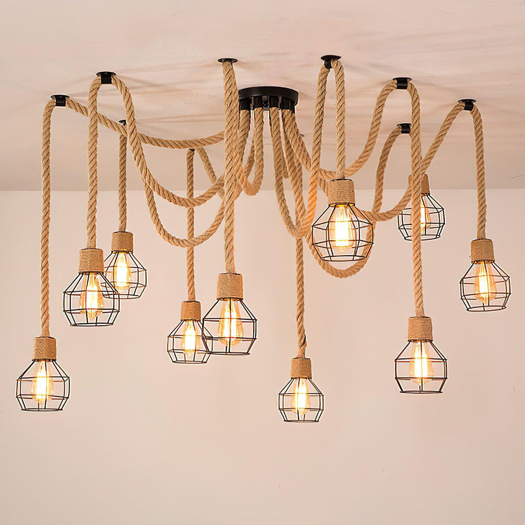 Arianissa lampadario in Cavo di Lino industriale Retro