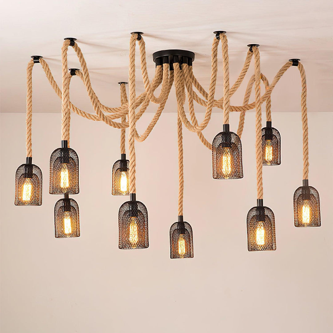 Arianissa lampadario in Cavo di Lino industriale Retro