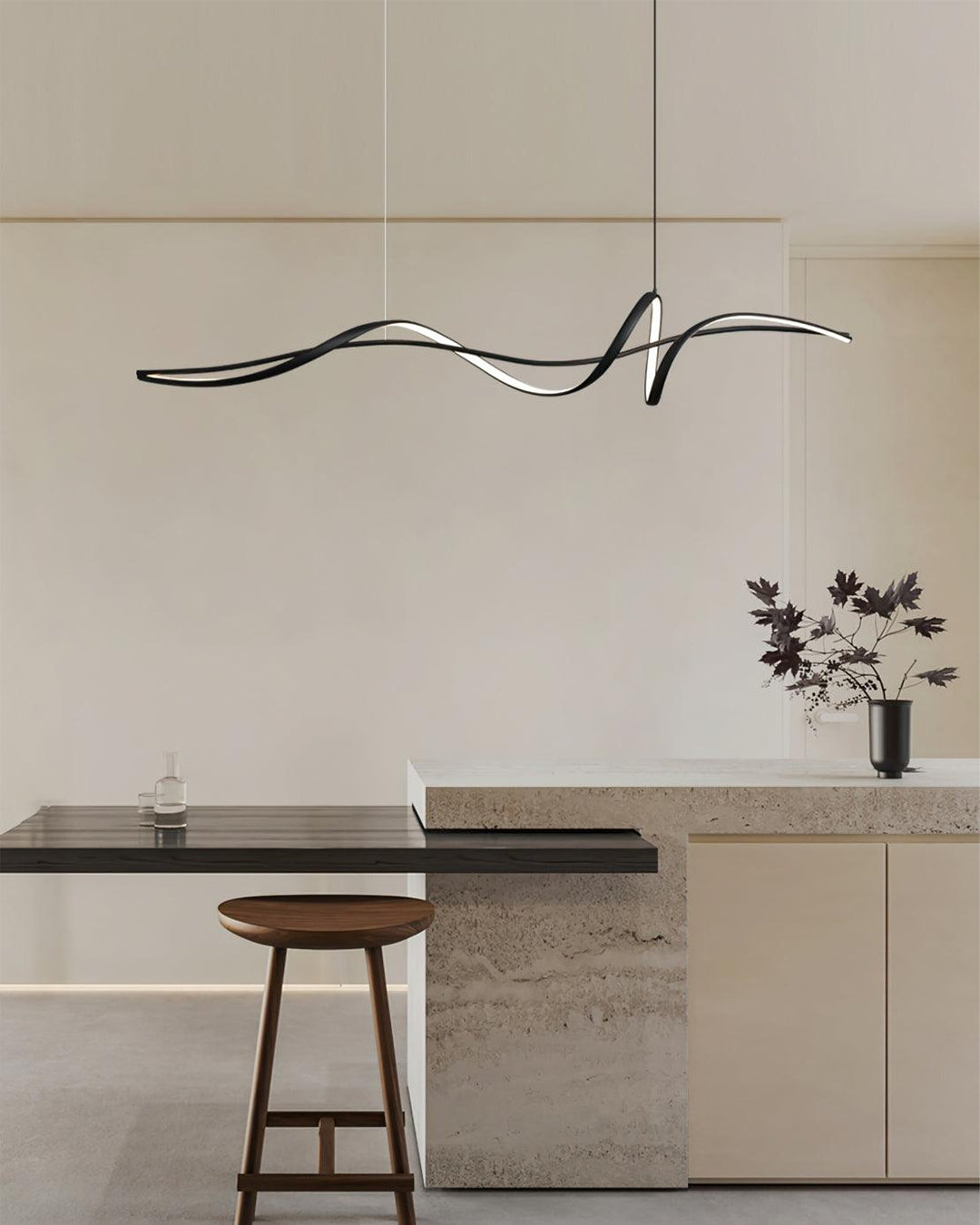 Calelina lampada a sospensione moderna in nero con LED a Forma d&