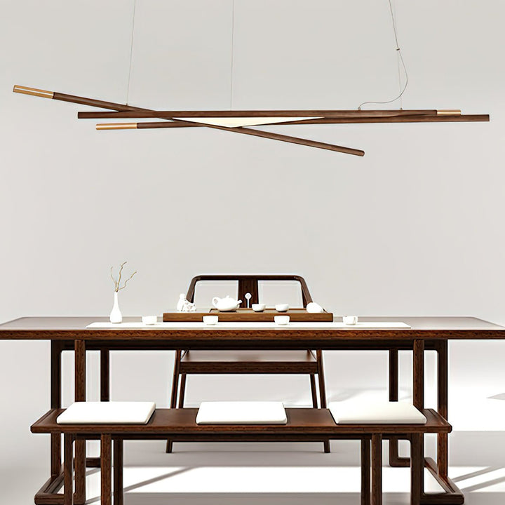 Elvuaine lampadario legno lineare LED