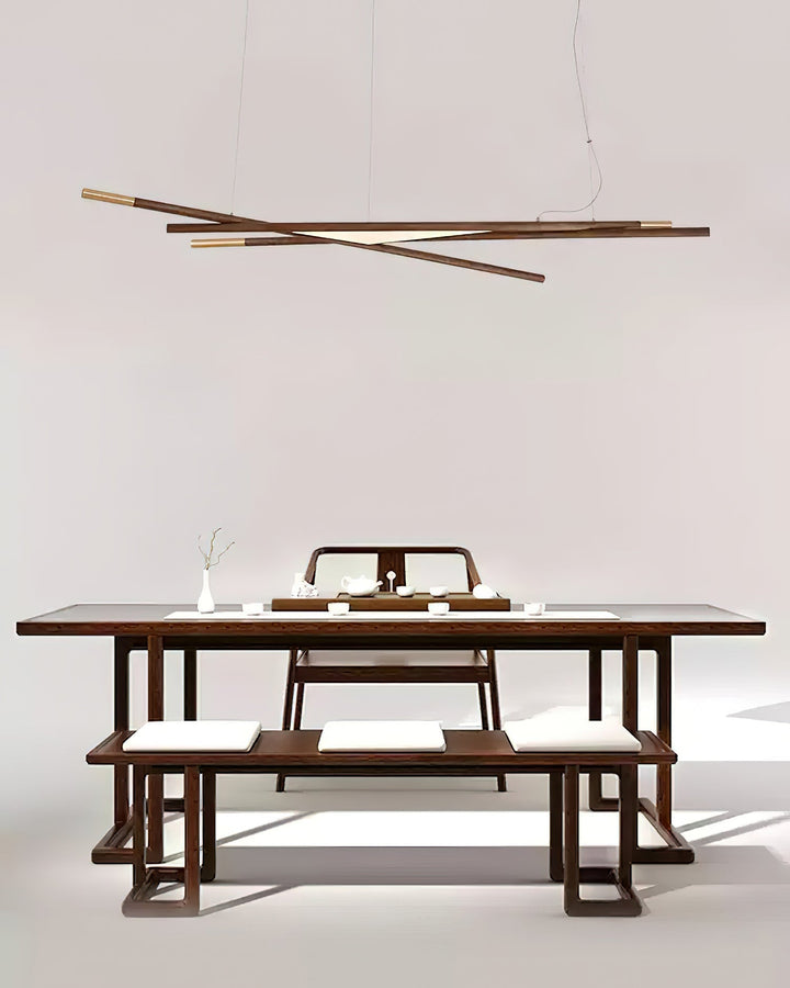 Elvuaine lampadario legno lineare LED