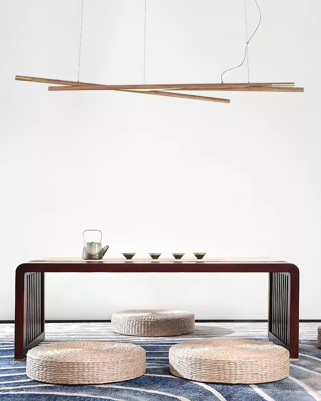Elvuaine lampadario legno lineare LED