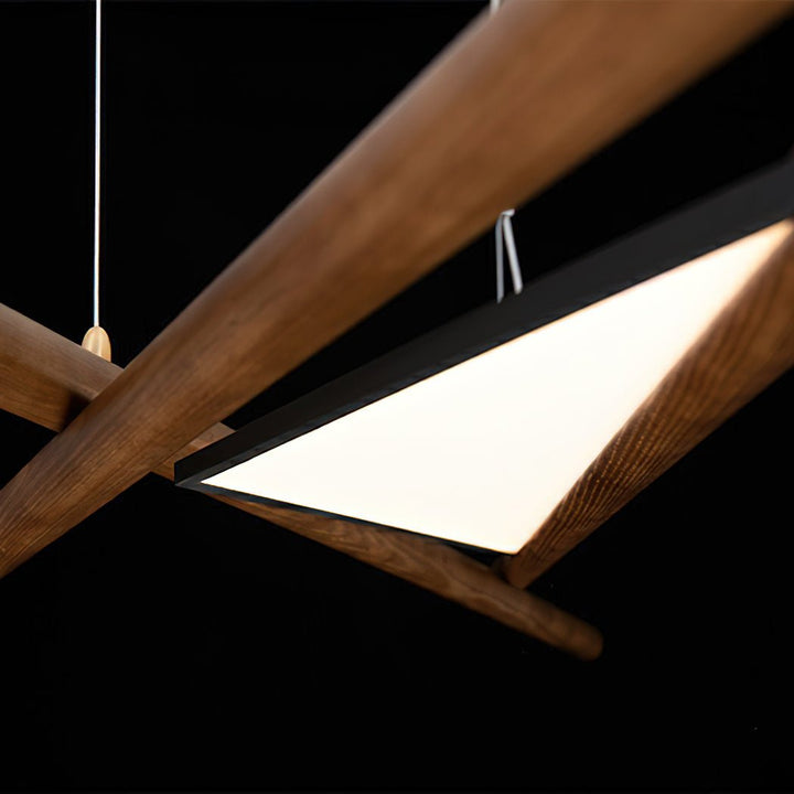 Elvuaine lampadario legno lineare LED