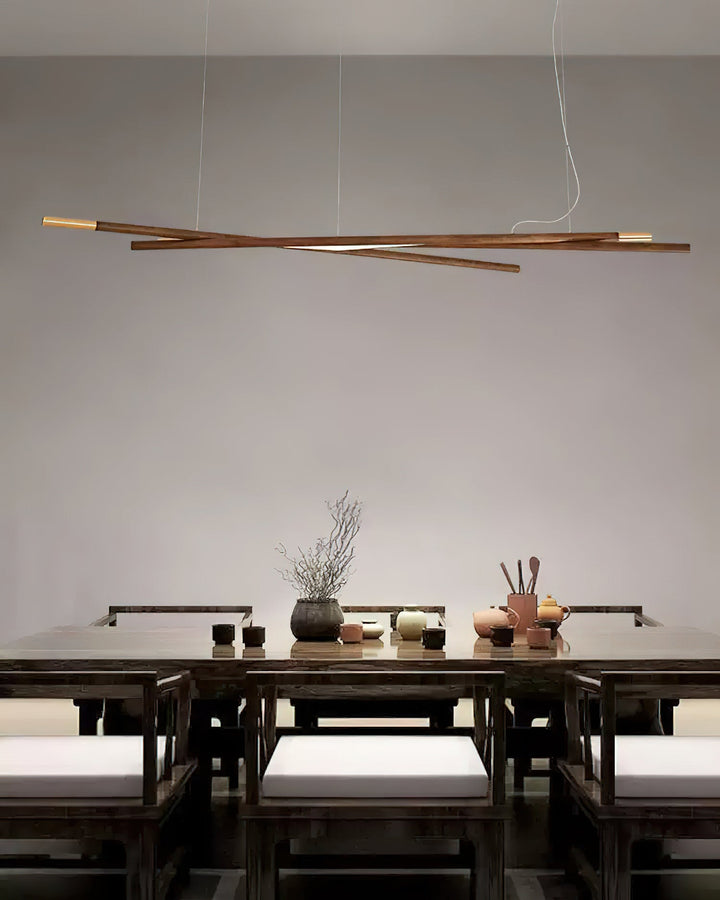 Elvuaine lampadario legno lineare LED