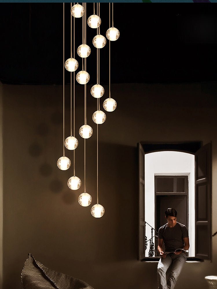 Lampada a sospensione Crystal Bubble grappolo a globo