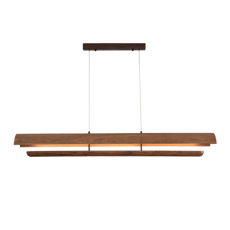 Rinireon lampadario lineare in legno noce