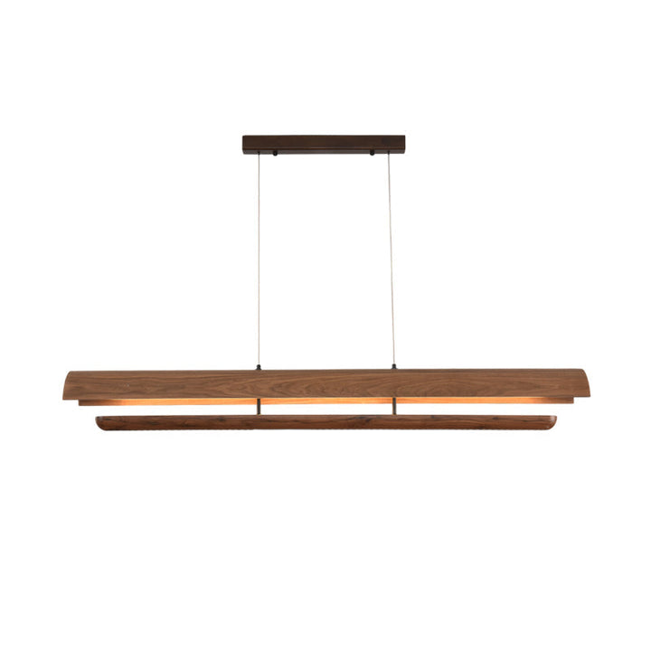 Rinireon lampadario lineare in legno noce