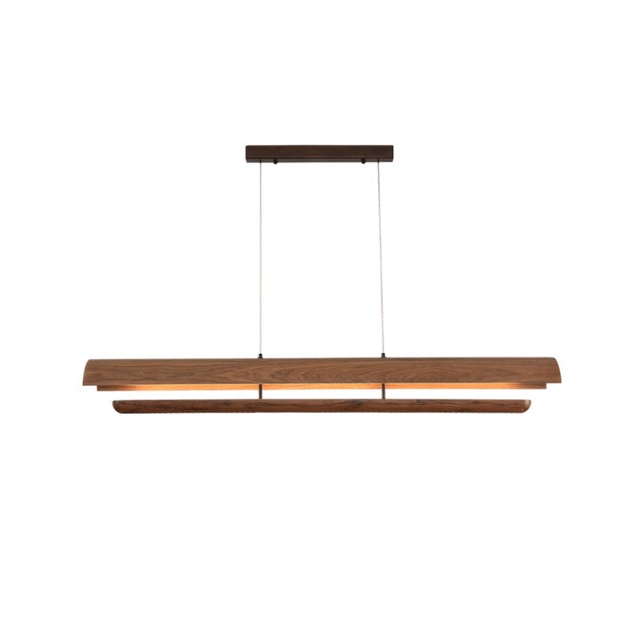 Rinireon lampadario lineare in legno noce