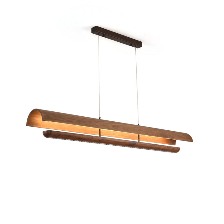 Rinireon lampadario lineare in legno noce