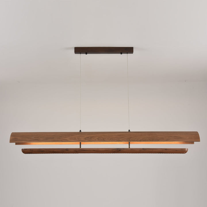 Rinireon lampadario lineare in legno noce