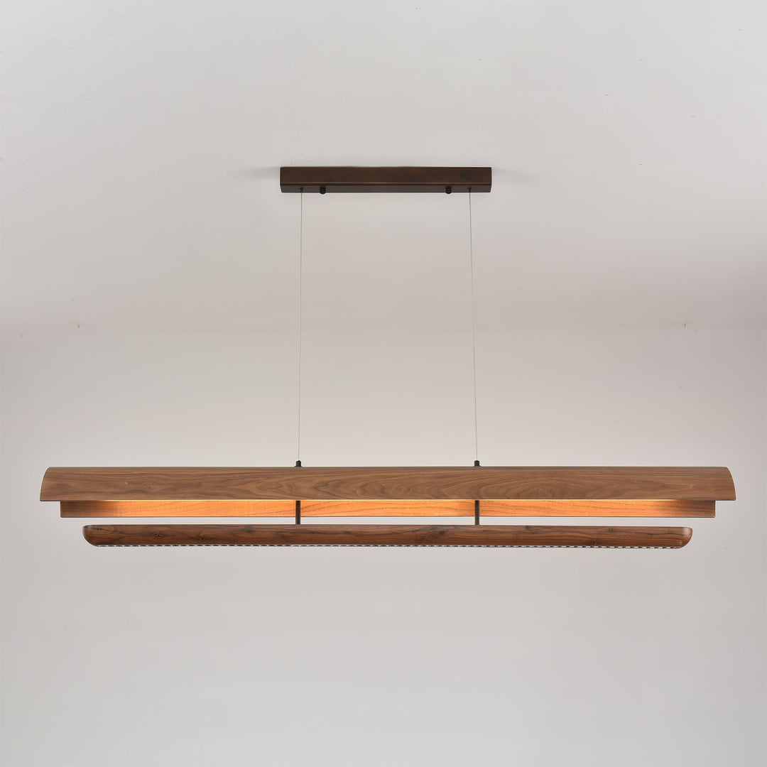 Rinireon lampadario lineare in legno noce