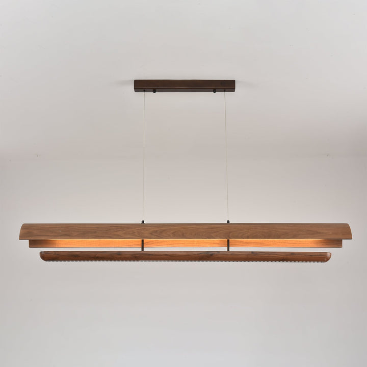 Rinireon lampadario lineare in legno noce