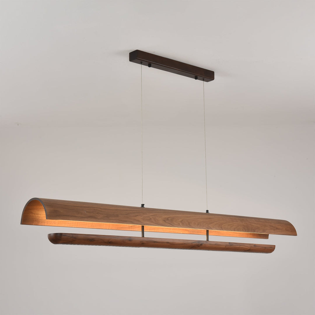 Rinireon lampadario lineare in legno noce