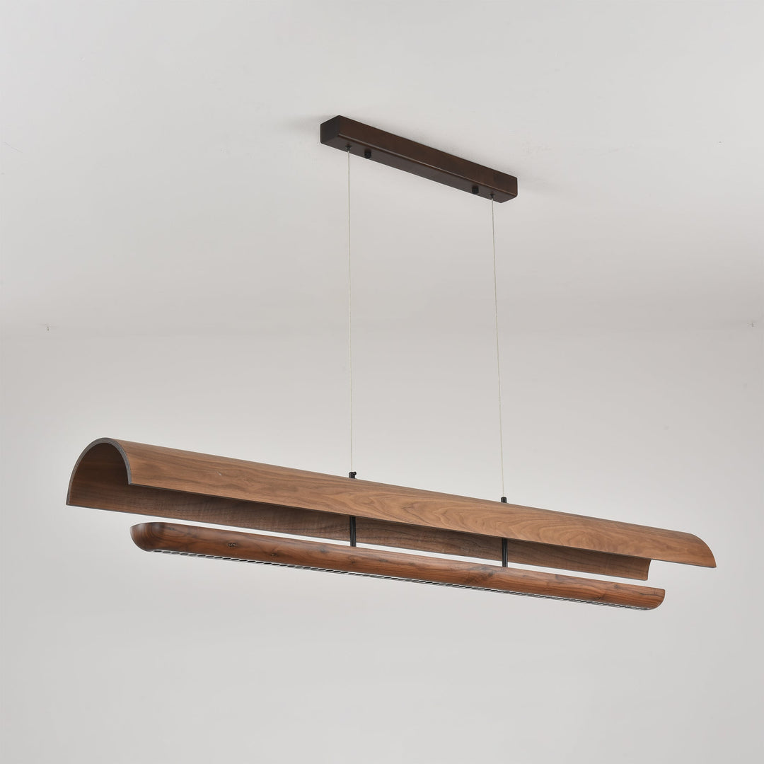 Rinireon lampadario lineare in legno noce