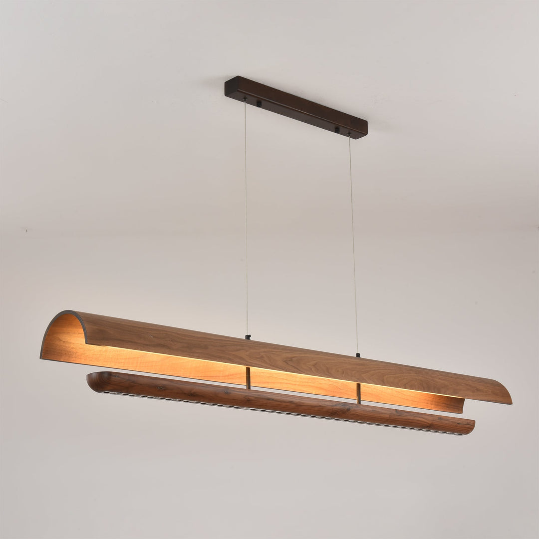 Rinireon lampadario lineare in legno noce