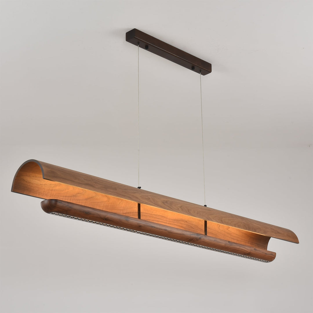 Rinireon lampadario lineare in legno noce