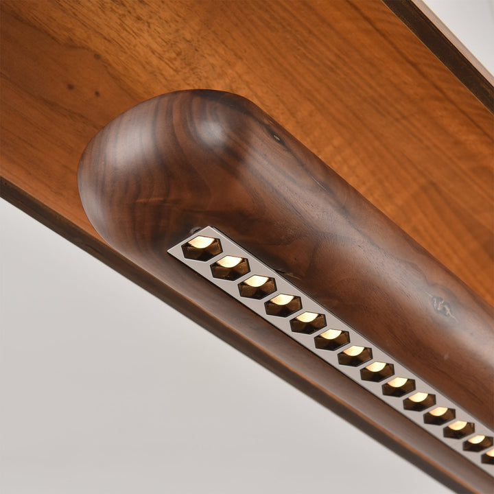 Rinireon lampadario lineare in legno noce