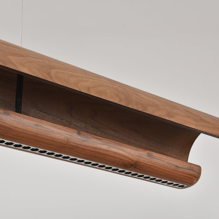 Rinireon lampadario lineare in legno noce
