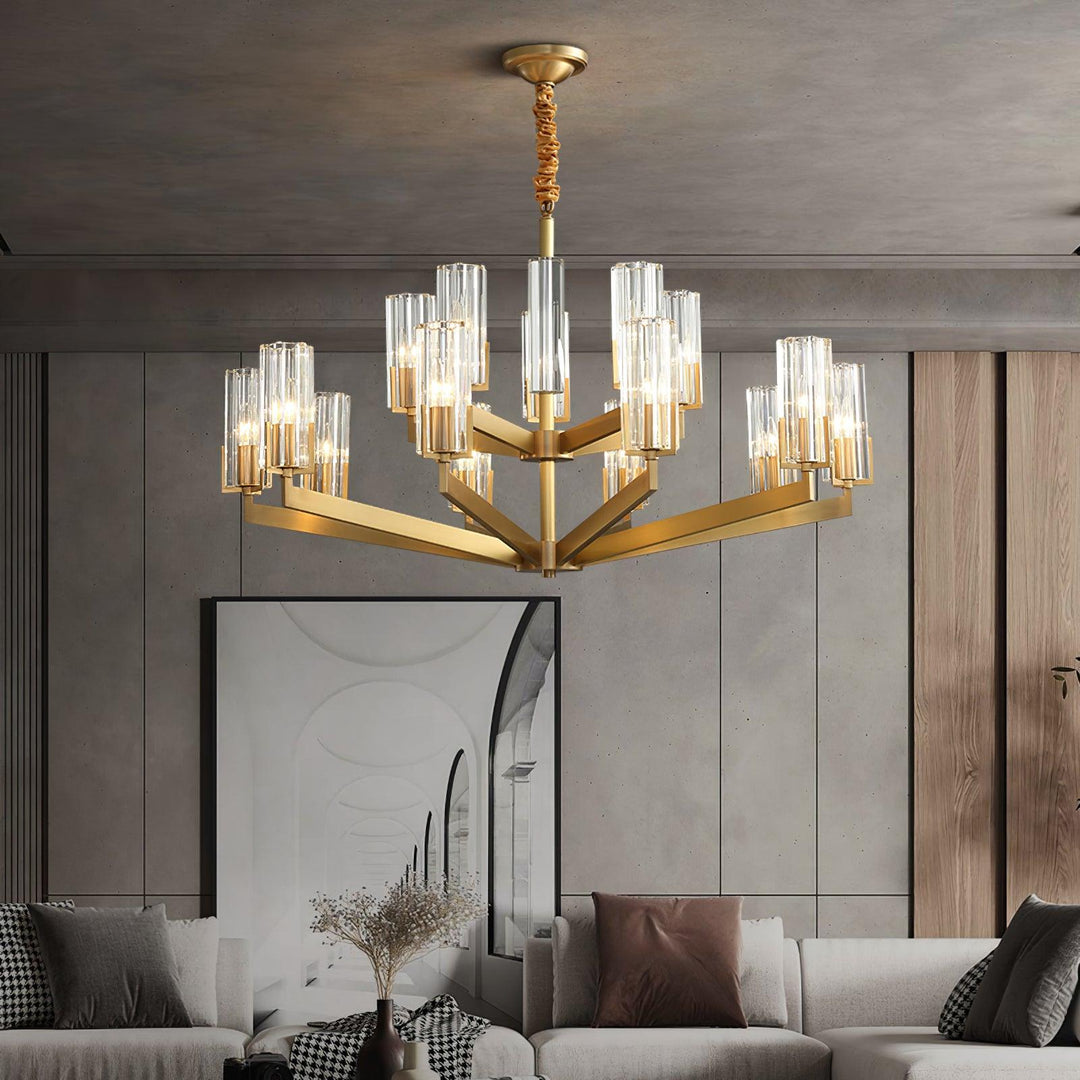 Velinora lampadario ottone vetro moderno
