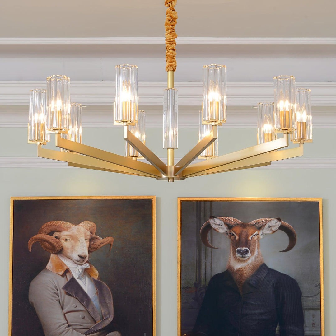 Velinora lampadario ottone vetro moderno