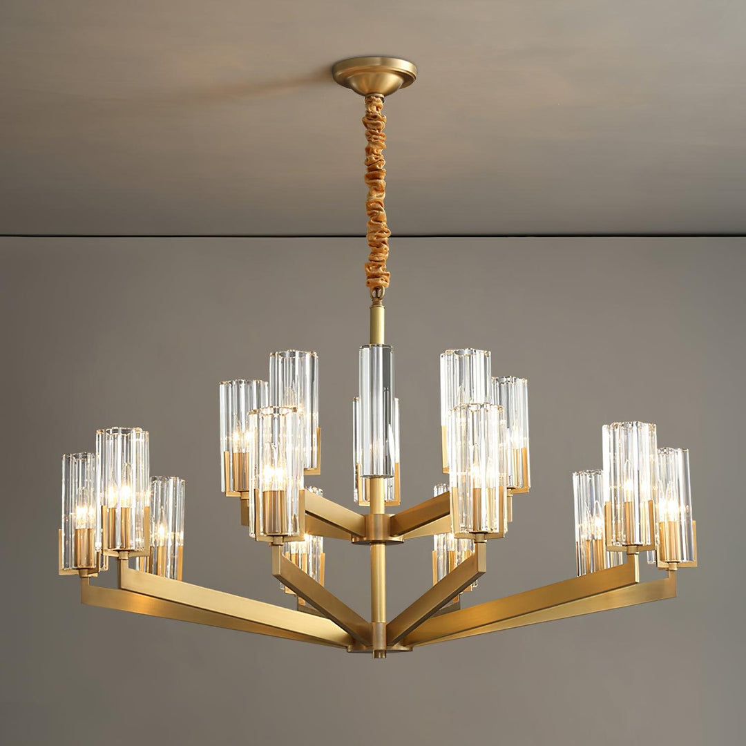 Velinora lampadario ottone vetro moderno