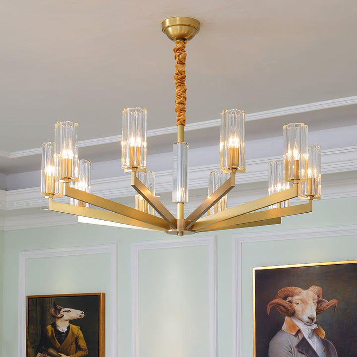 Velinora lampadario ottone vetro moderno