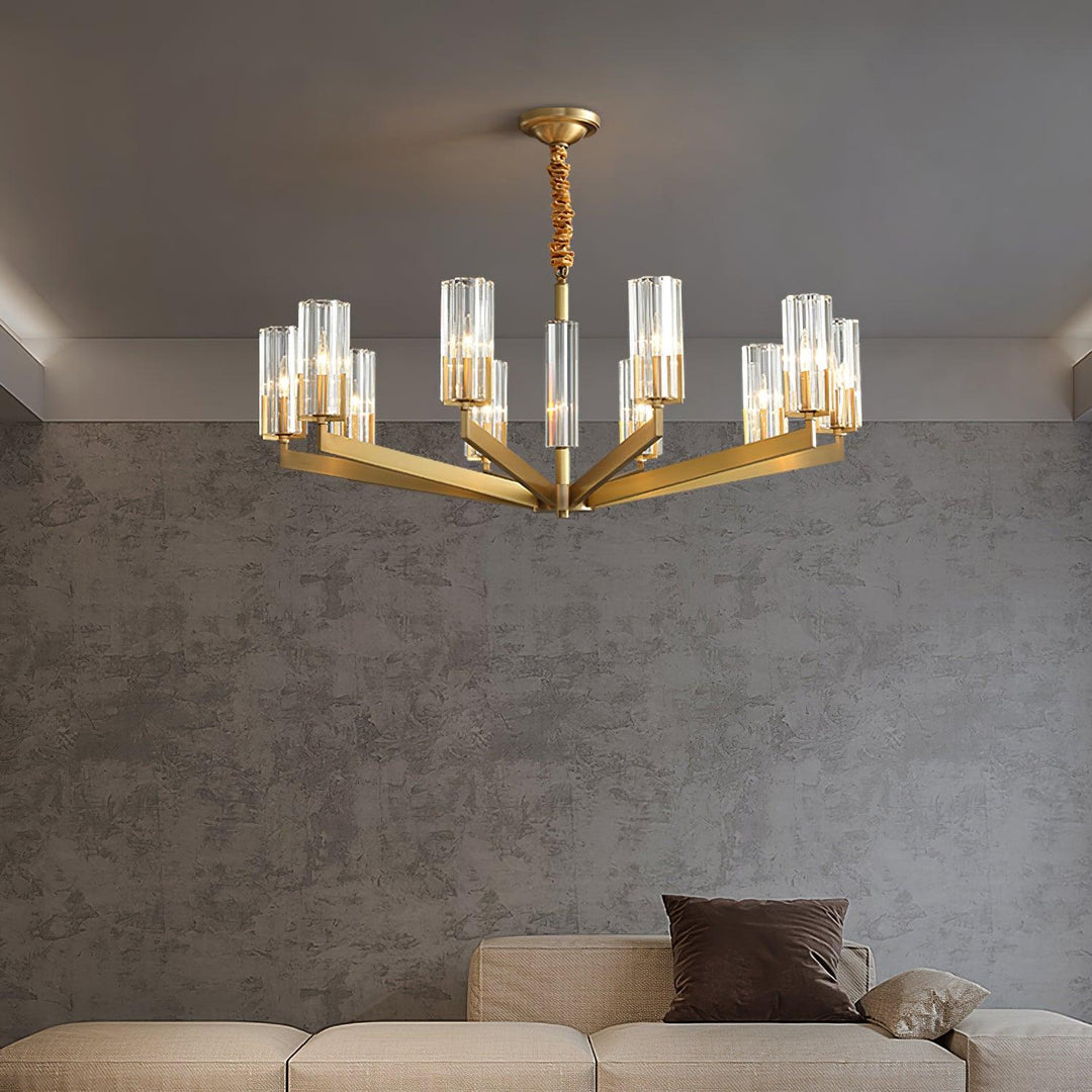 Velinora lampadario ottone vetro moderno