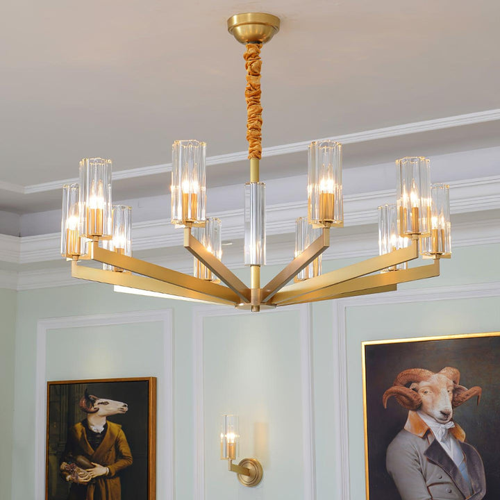 Velinora lampadario ottone vetro moderno