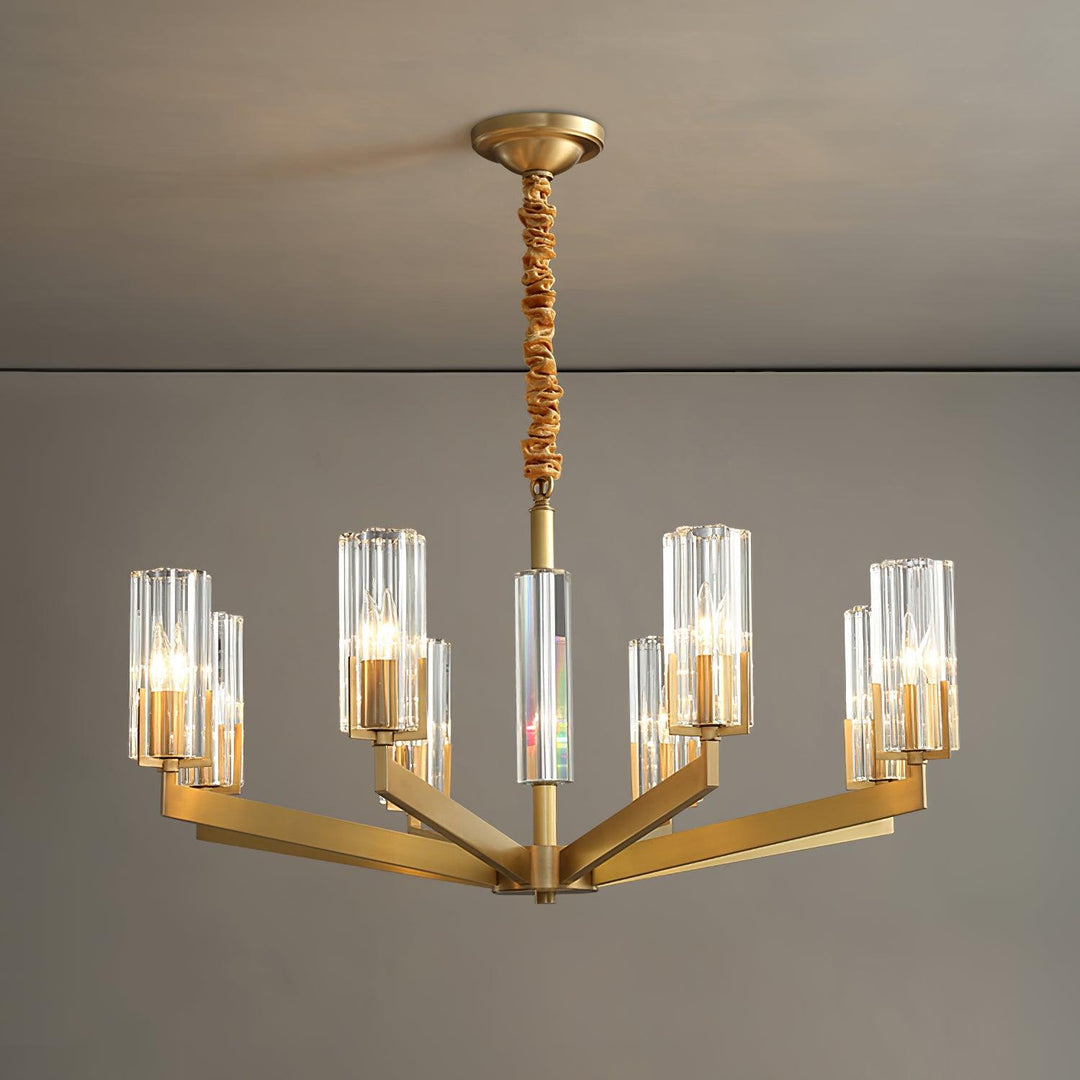 Velinora lampadario ottone vetro moderno