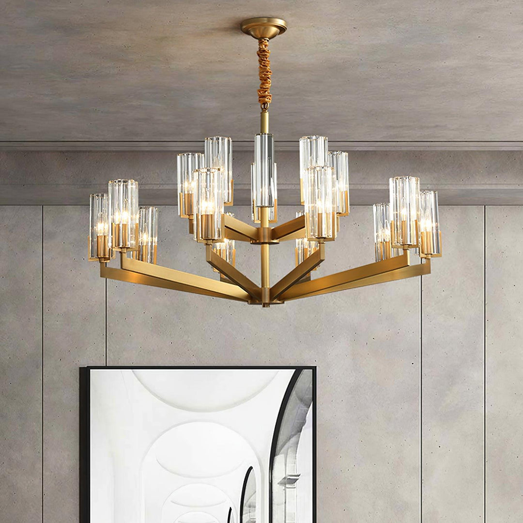 Velinora lampadario ottone vetro moderno