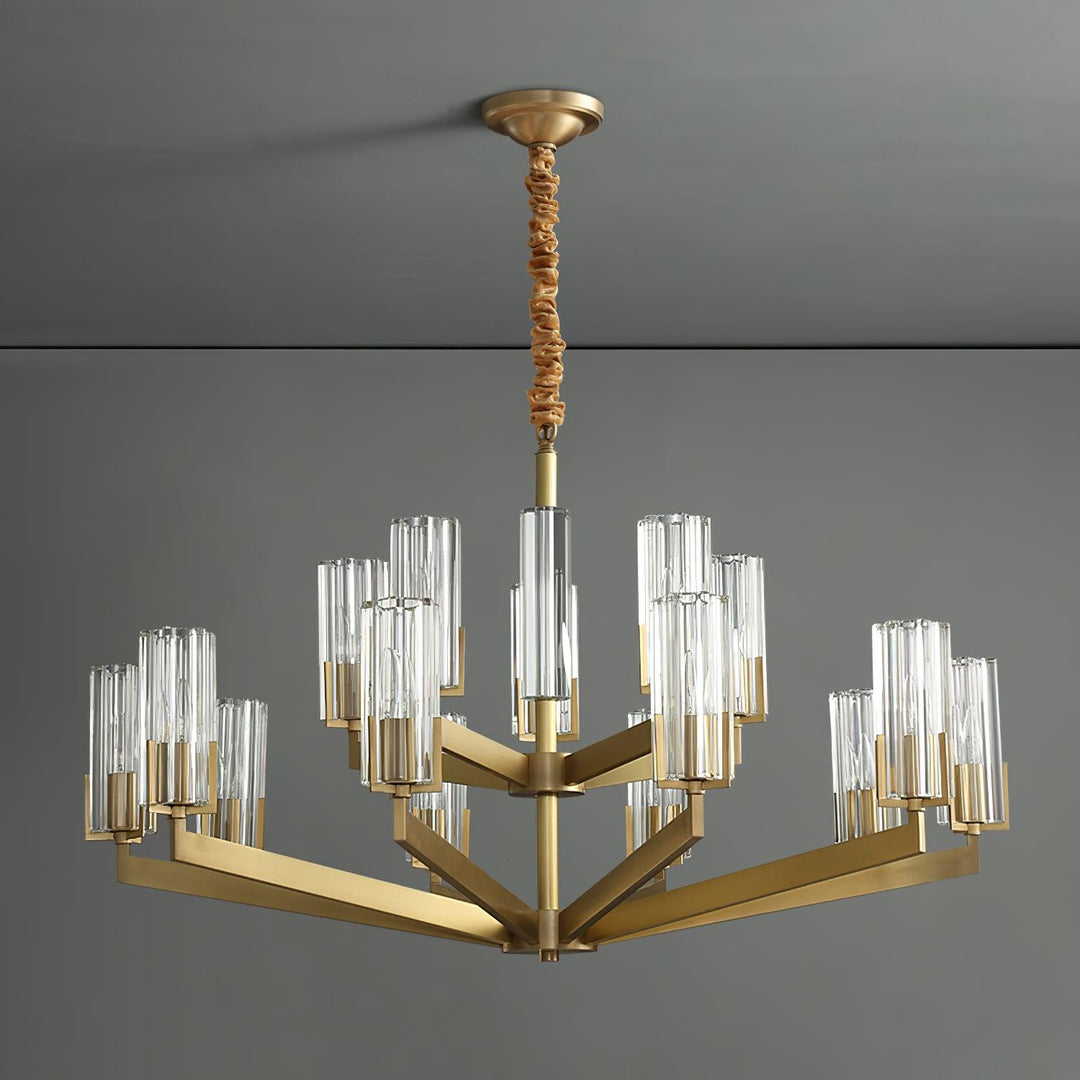 Velinora lampadario ottone vetro moderno