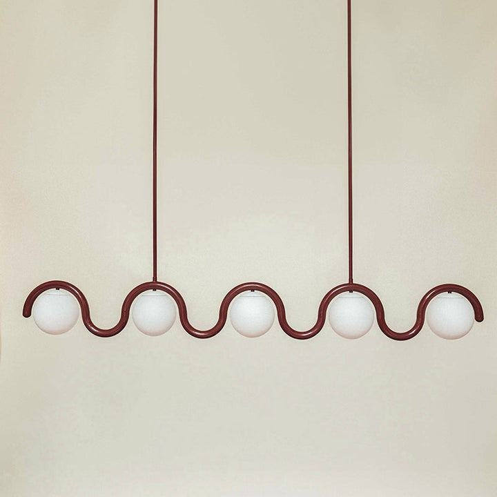 Aria Lampadario Lineare Rosso e Argento