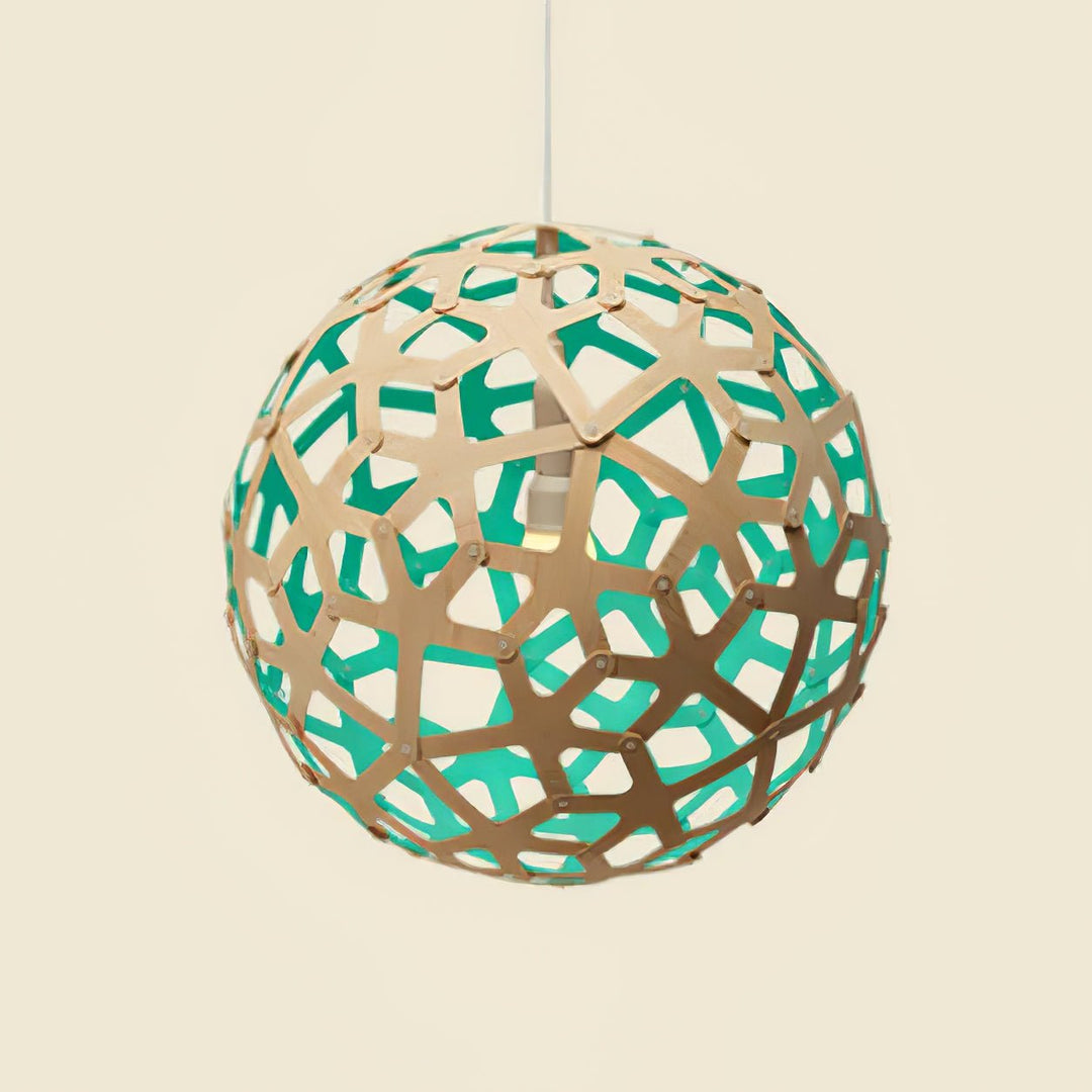 Rininia lampada a sospensione Geometrica in legno Intrecciato