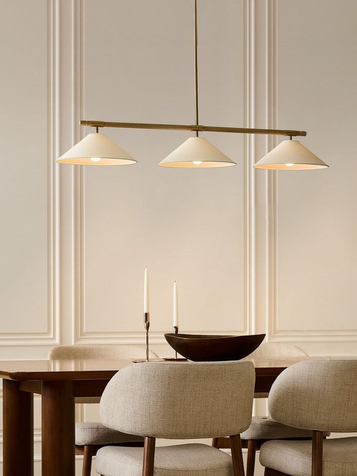 Linen lampadario lineare a Cono