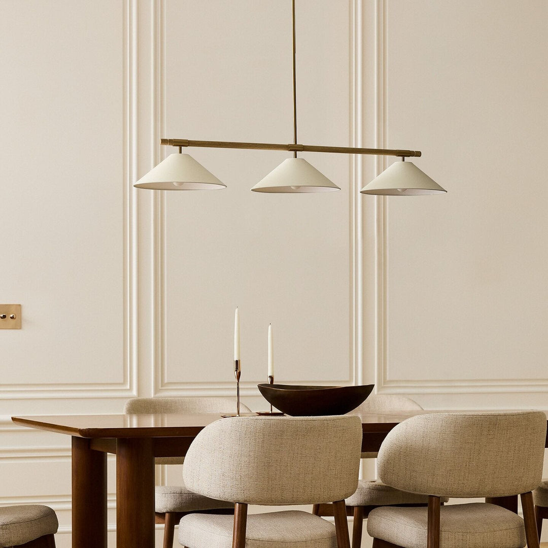 Linen lampadario lineare a Cono