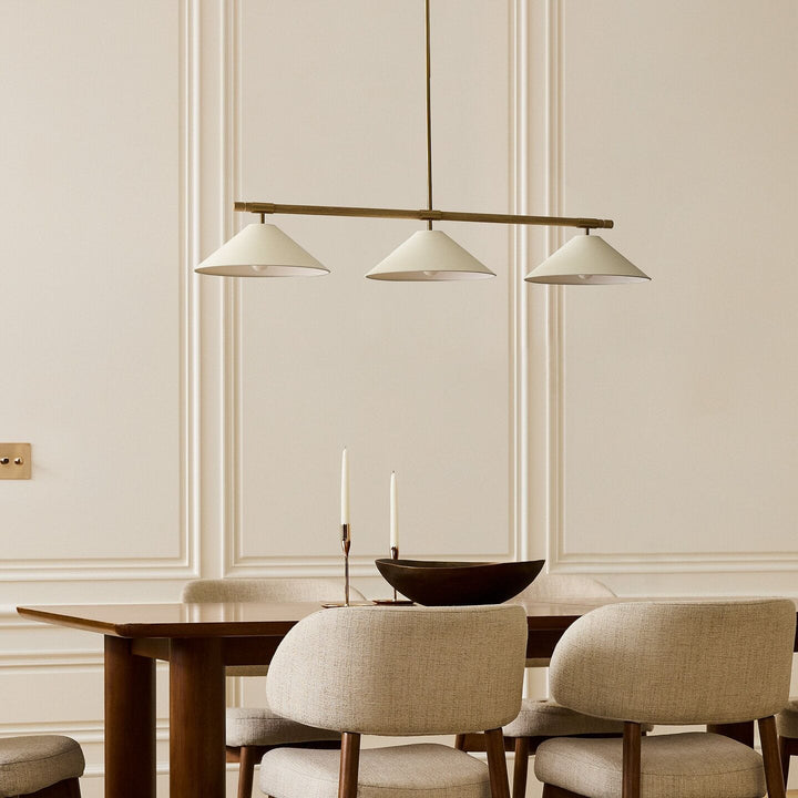 Linen lampadario lineare a Cono