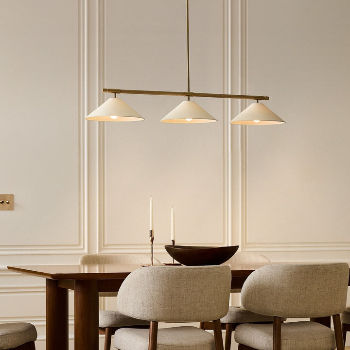 Linen lampadario lineare a Cono