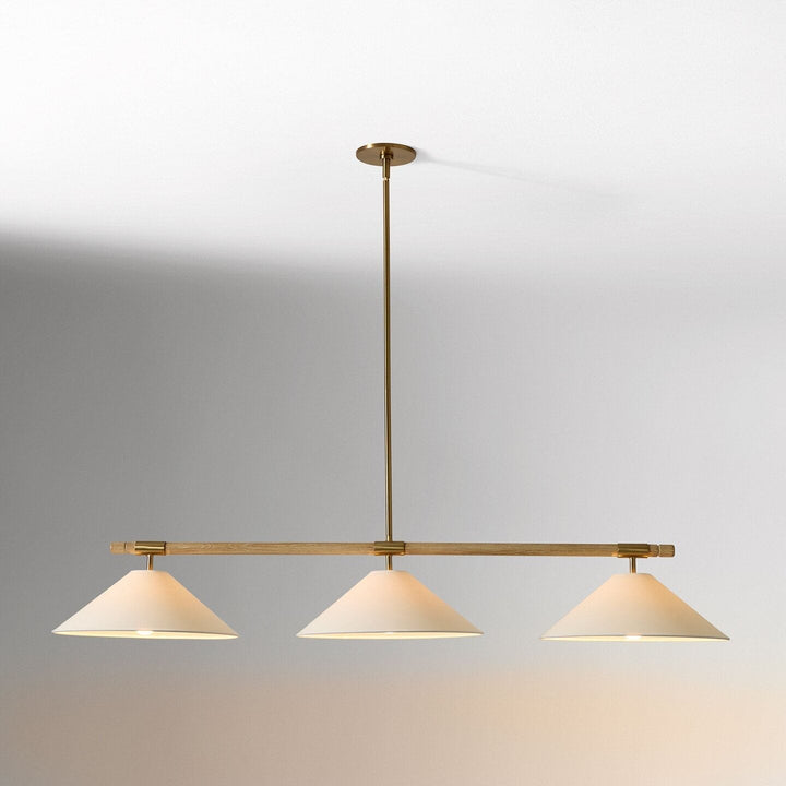 Linen lampadario lineare a Cono
