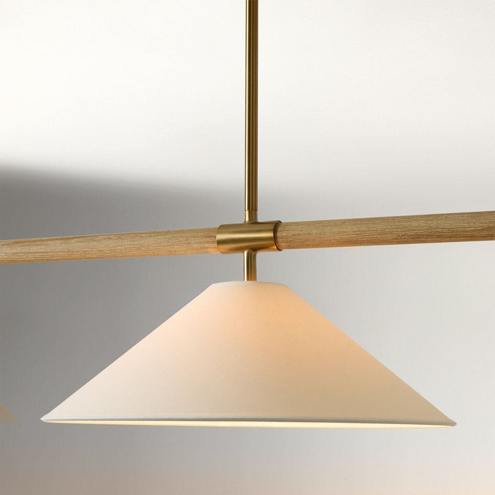 Linen lampadario lineare a Cono