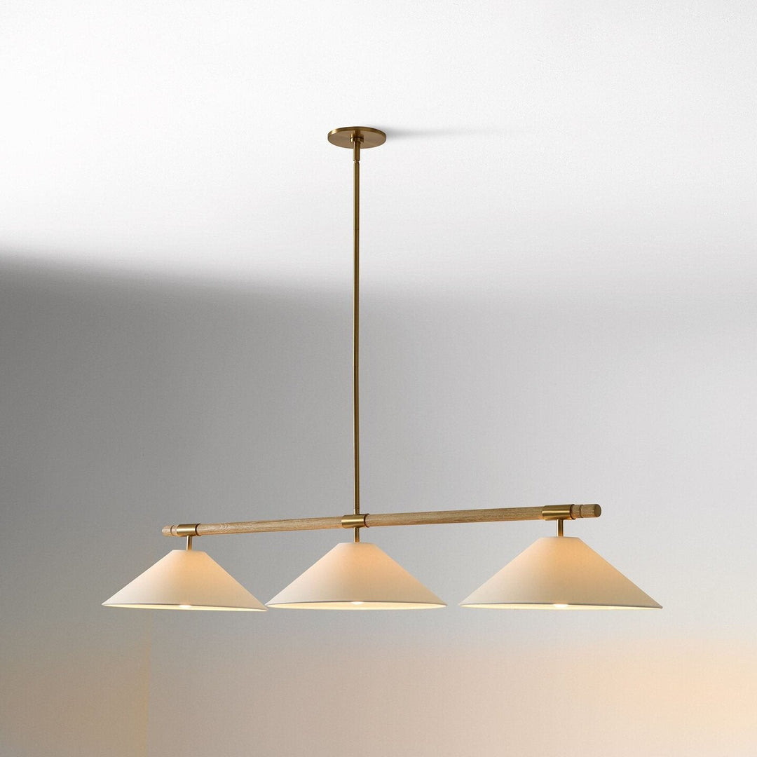 Linen lampadario lineare a Cono